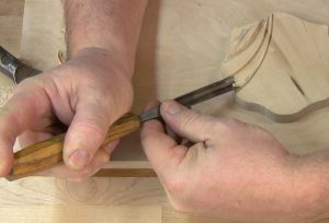 The pull cut might seem counter intuitive, but it is one of the most useful carving tool cuts.