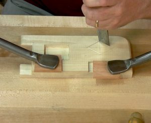 Start with chop cuts to outline the diamond inlay