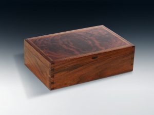 Dovetailed, veneered and inlaid box.