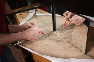 Book-matching figured veneer is easy using a mirror.